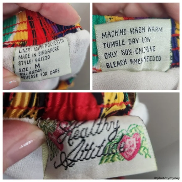 90s Vintage Healthy Attitude Bright Running Exercise Shorts Medium Nylon - Picture 4 of 4